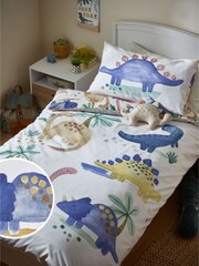 Natural Watercolour Dino Duvet Cover and Pillowcase Set - Image 1 of 10