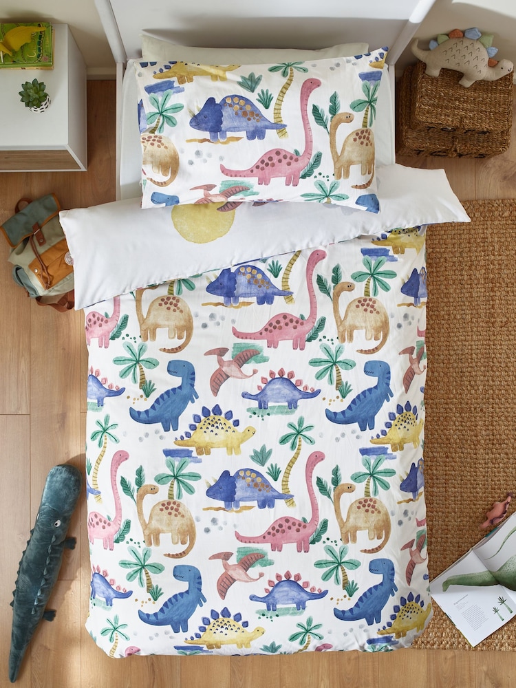 Natural Watercolour Dino Duvet Cover and Pillowcase Set - Image 2 of 10