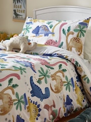 Natural Watercolour Dino Duvet Cover and Pillowcase Set - Image 5 of 10