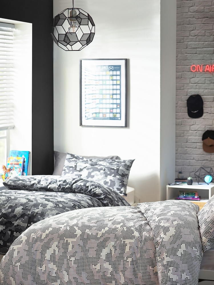 Mono Pixel Camo Duvet Cover and Pillowcase Set - Image 1 of 6