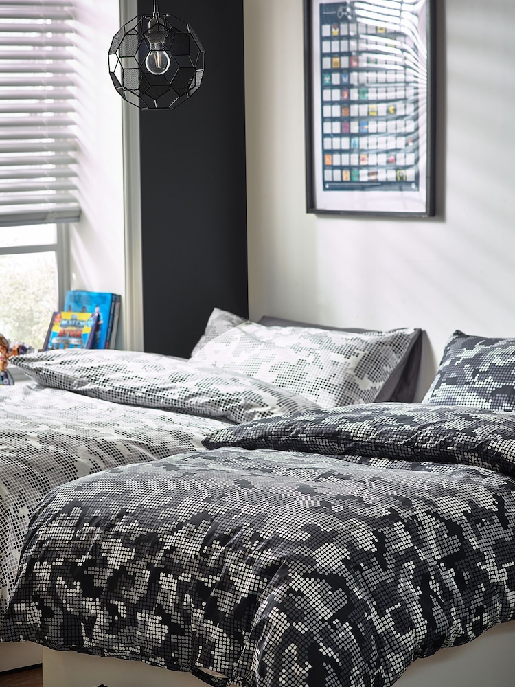 Mono Pixel Camo Duvet Cover and Pillowcase Set - Image 2 of 6