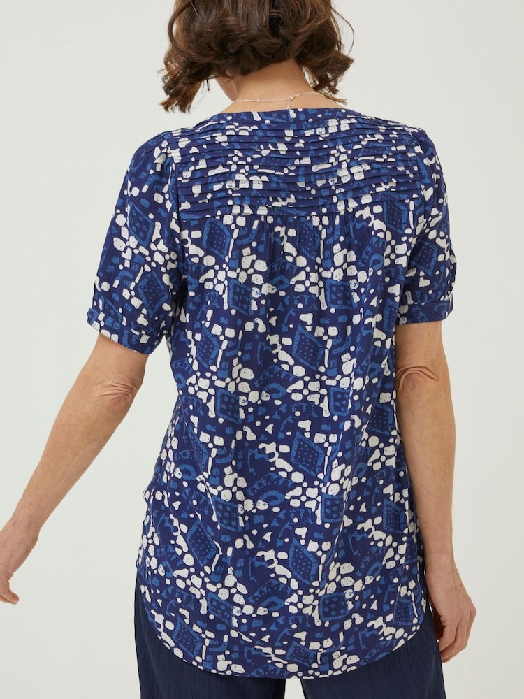 FatFace Blue Jodie Geo Batik Blouse - Image 2 of 5