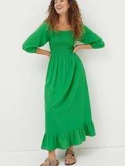 FatFace Green Adele Midi Dress - Image 1 of 5