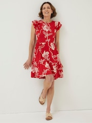 FatFace Red Laurie Batik Jersey Dress - Image 1 of 5