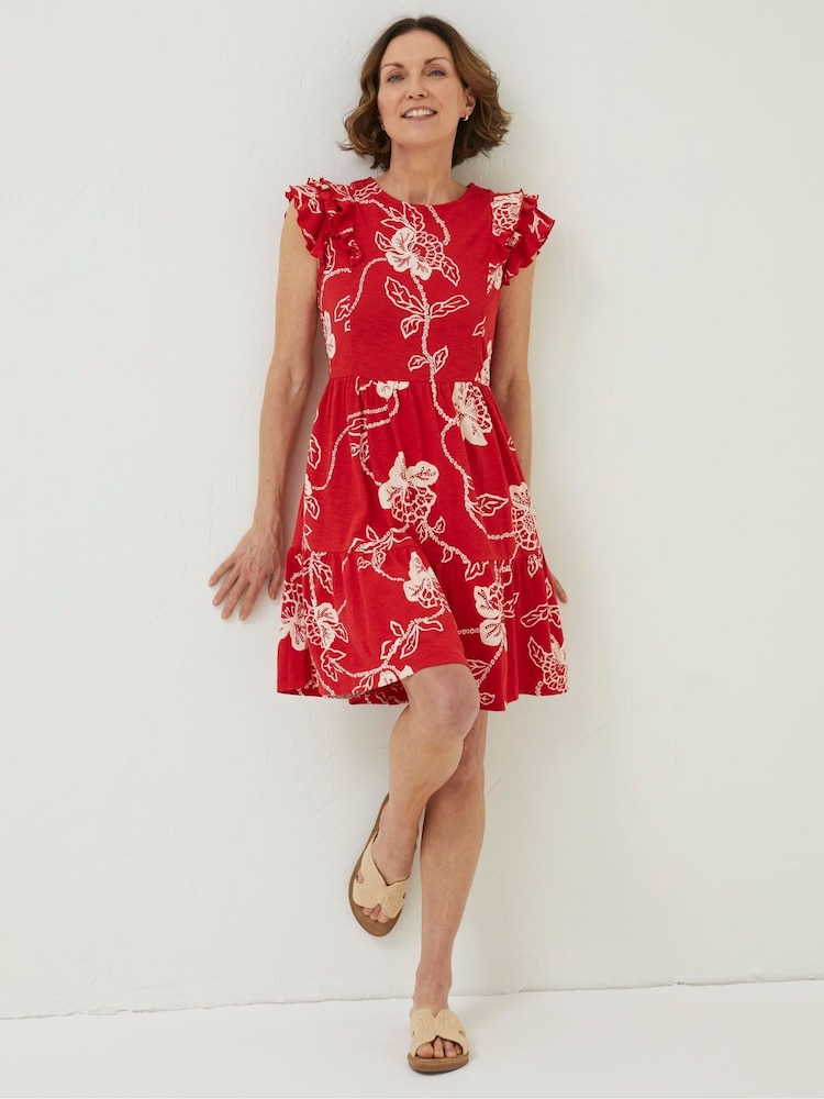 FatFace Red Laurie Batik Jersey Dress - Image 1 of 5 FatFace Red Laurie Batik Jersey Dress - Image 1 of 5
