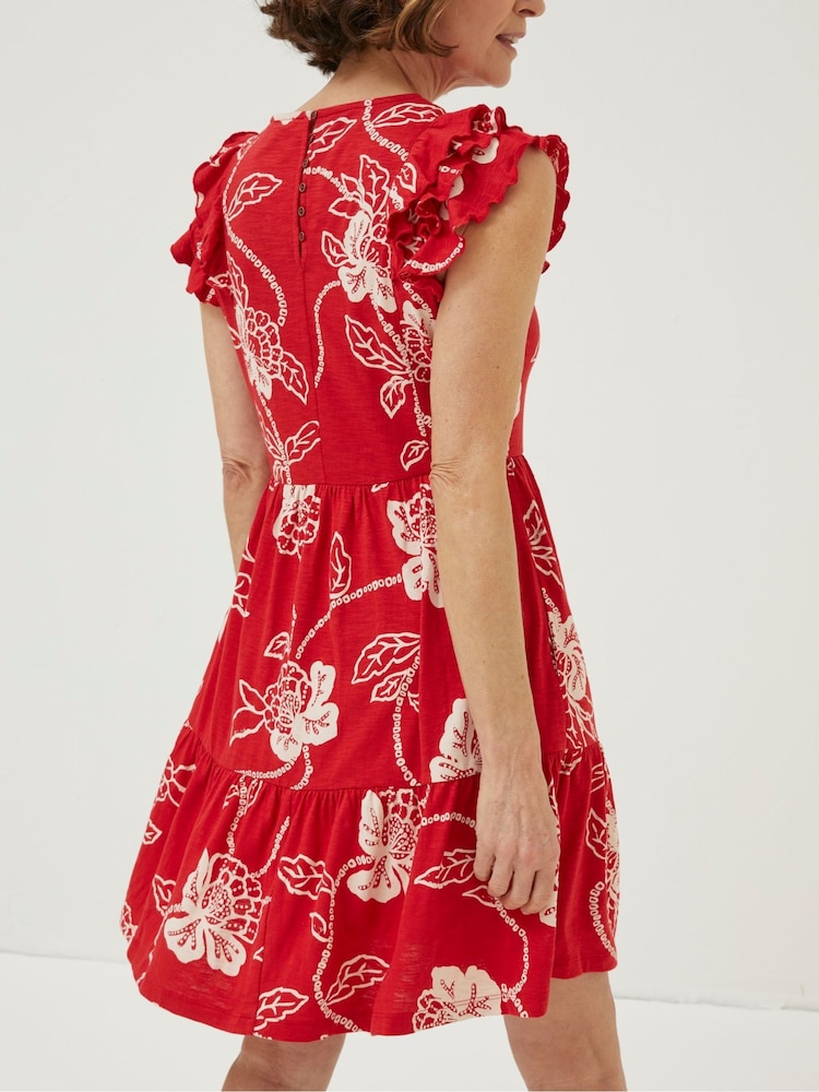 FatFace Red Laurie Batik Jersey Dress - Image 2 of 5
