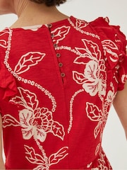 FatFace Red Laurie Batik Jersey Dress - Image 4 of 5