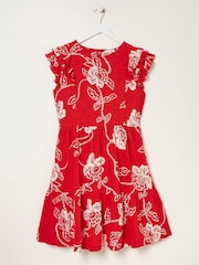 FatFace Red Laurie Batik Jersey Dress - Image 5 of 5
