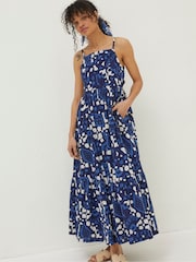 FatFace Blue Julien Geo Batik Midi Dress - Image 1 of 5
