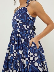 FatFace Blue Julien Geo Batik Midi Dress - Image 3 of 5