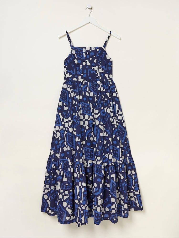 FatFace Blue Julien Geo Batik Midi Dress - Image 5 of 5