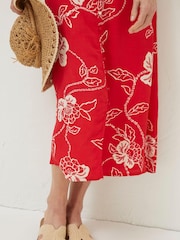 FatFace Red Ariel Batik Midi Dress - Image 4 of 5