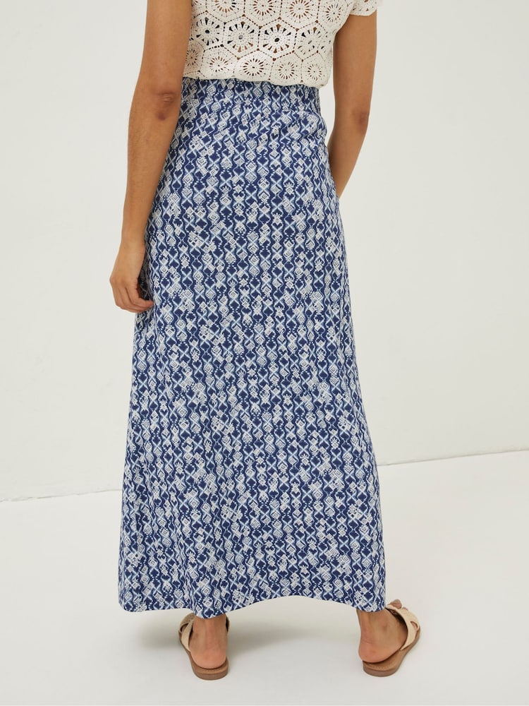 FatFace Blue Shona Geo Maxi Skirt - Image 2 of 5