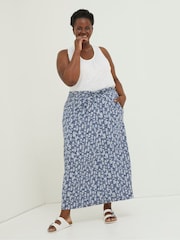 FatFace Blue Shona Geo Maxi Skirt - Image 3 of 5