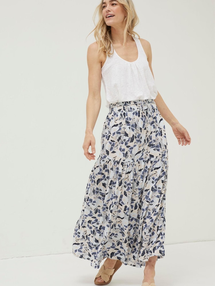 FatFace Natural Jayla Batik Flower Maxi Skirt - Image 1 of 5