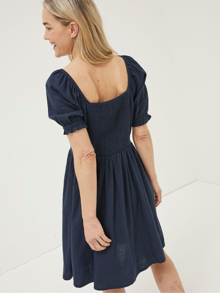FatFace Blue Aideen Linen Dress - Image 2 of 4