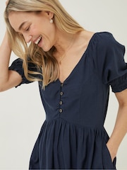 FatFace Blue Aideen Linen Dress - Image 3 of 4