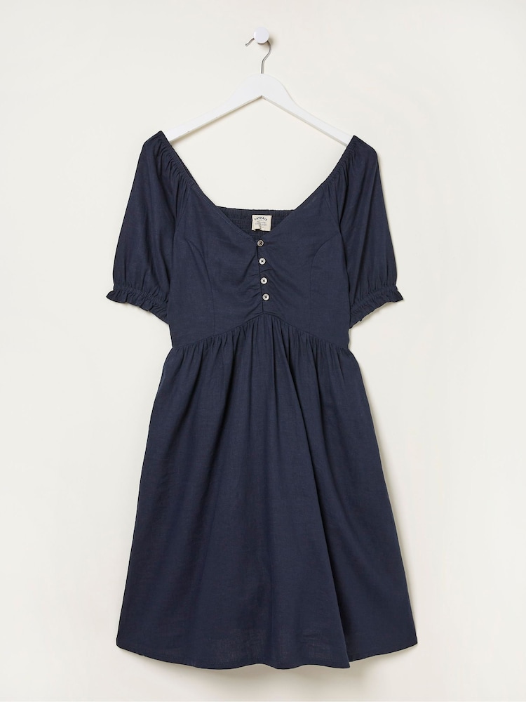 FatFace Blue Aideen Linen Dress - Image 4 of 4