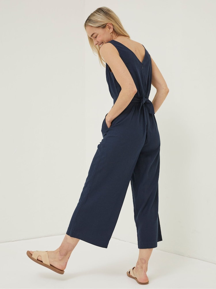 FatFace Blue Linen Blend Aderyn Jumpsuit - Image 2 of 5