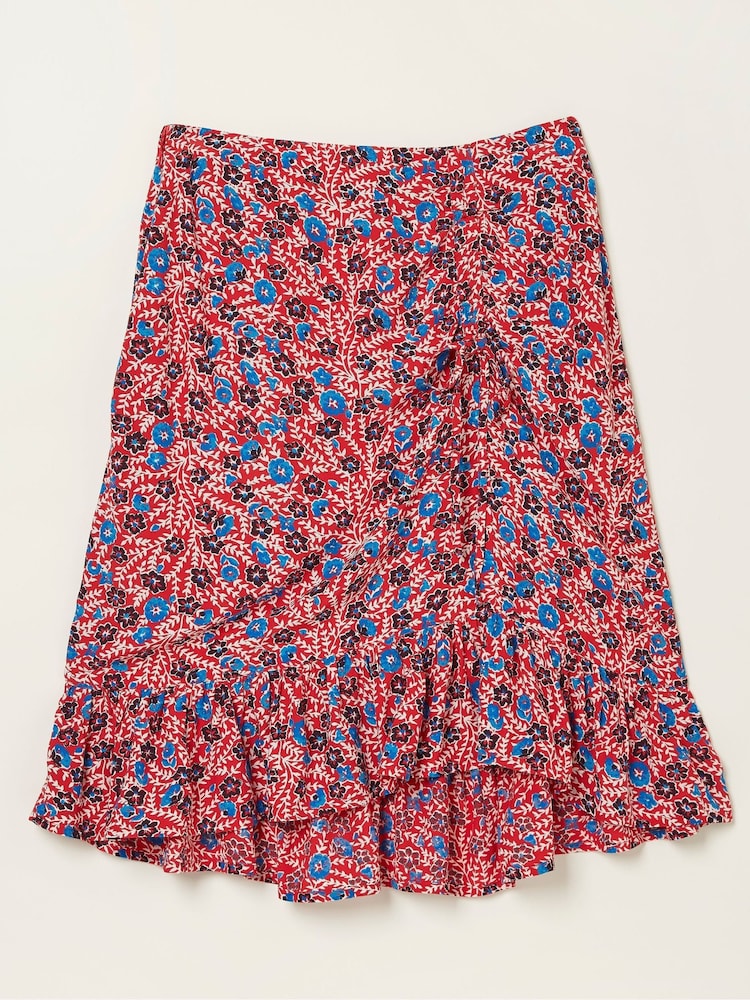 FatFace Red Cece Woodblock Meadow Skirt - Image 5 of 5