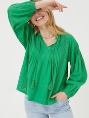 FatFace Green Freya Lace Blouse - Image 1 of 4