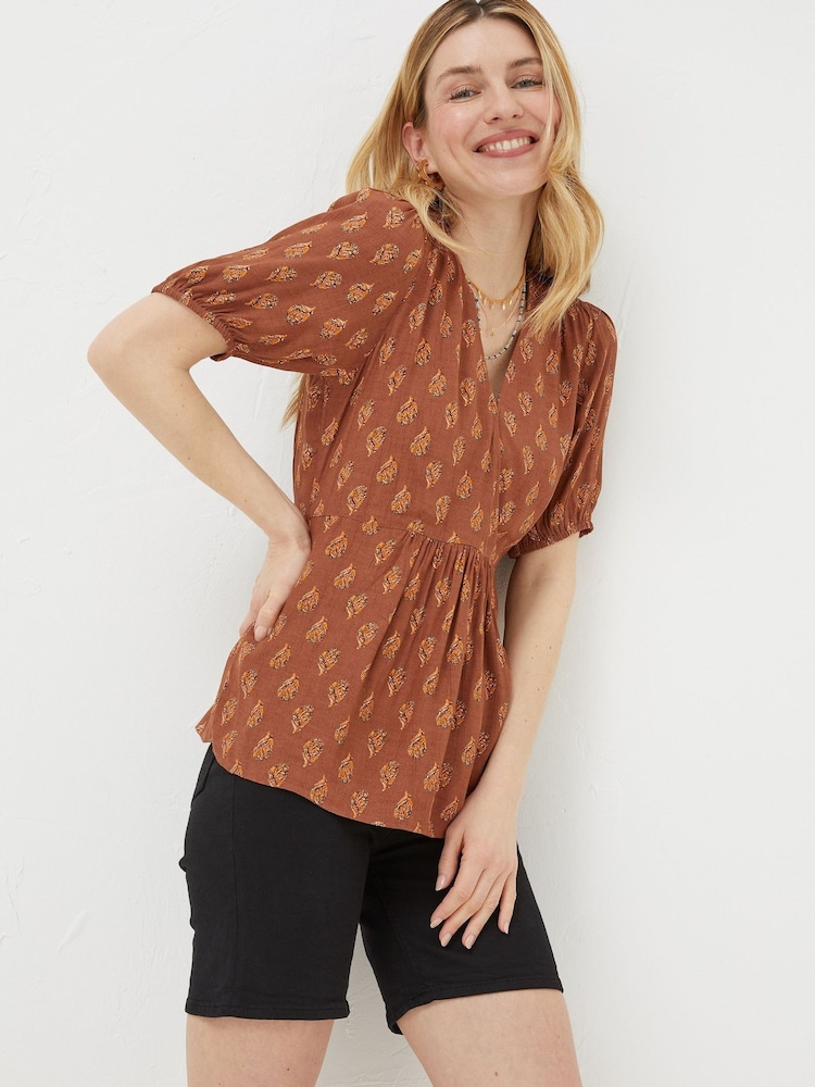Fatface Bella Bluse mit Holzschnittmuster - Bild 1 von 4