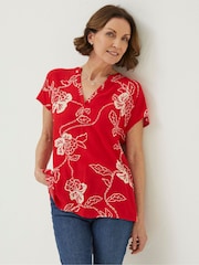 FatFace Red Piper Batik Blouse - Image 1 of 4