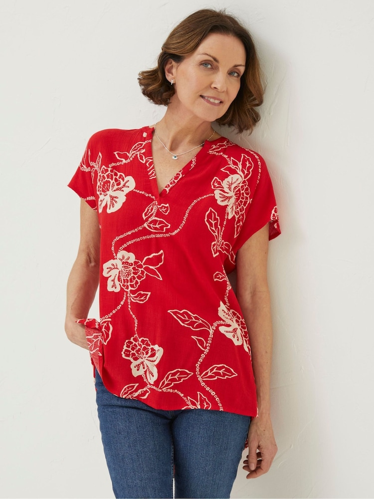 FatFace Red Piper Batik Blouse - Image 1 of 4 FatFace Red Piper Batik Blouse - Image 1 of 4