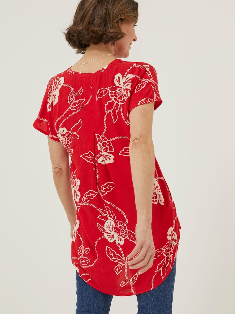 FatFace Red Piper Batik Blouse - Image 2 of 4 FatFace Red Piper Batik Blouse - Image 2 of 4