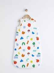White Quilted Abstract Shapes Baby 2.5 Tog 100% Cotton Sleep Bag - Image 1 of 11