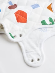 White Quilted Abstract Shapes Baby 2.5 Tog 100% Cotton Sleep Bag - Image 11 of 11