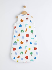 White Quilted Abstract Shapes Baby 2.5 Tog 100% Cotton Sleep Bag - Image 2 of 11