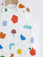 White Quilted Abstract Shapes Baby 2.5 Tog 100% Cotton Sleep Bag - Image 5 of 11