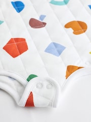 White Quilted Abstract Shapes Baby 2.5 Tog 100% Cotton Sleep Bag - Image 6 of 11