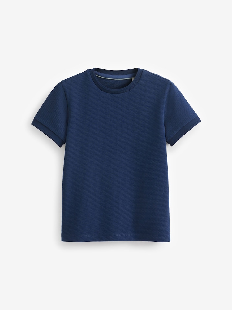 Navy Blue Short Sleeve Textured T-Shirt (3-16yrs) - Image 1 of 3