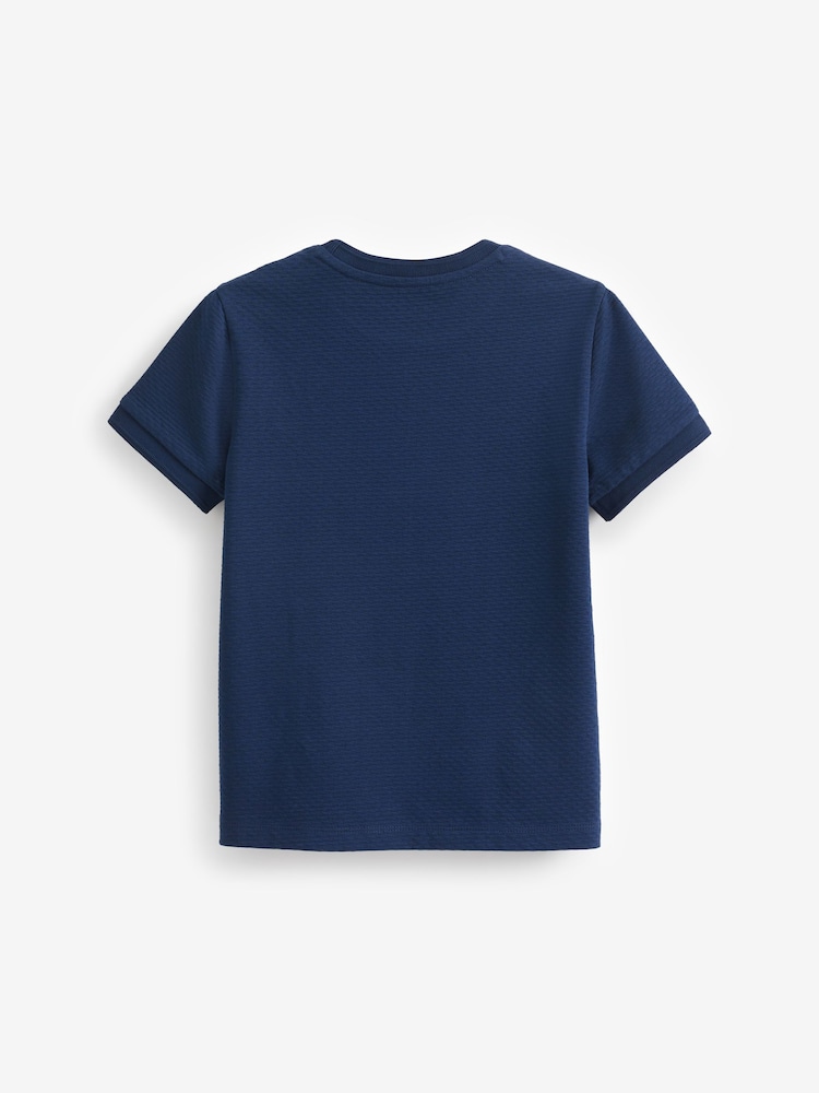 Navy Blue Short Sleeve Textured T-Shirt (3-16yrs) - Image 2 of 3