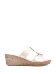 Pavers Gold Embellished Wedge Sandals - Image 2 of 6