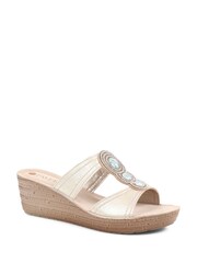 Pavers Gold Embellished Wedge Sandals - Image 4 of 6
