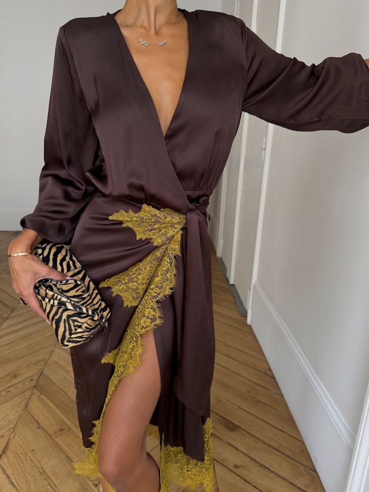 Never Fully Dressed Brown Isabella Wrap Dress - Image 3 of 3