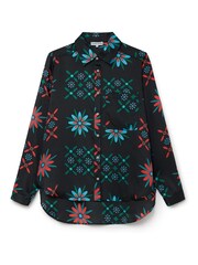 Another Sunday Long Sleeved Satin Oversized Shirt In Multi Print - Image 7 of 9