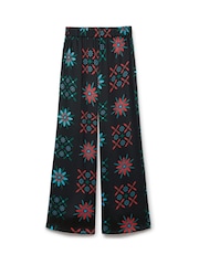 Another Sunday Satin weites Bein gedruckt Hose mit elastischer Taille in Druck - Bild 4 von 6