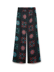Another Sunday Satin weites Bein gedruckt Hose mit elastischer Taille in Druck - Bild 5 von 6