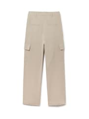 Another Sunday Linen Look Cargo Trousers With Wide Leg In Stone - Image 4 of 4