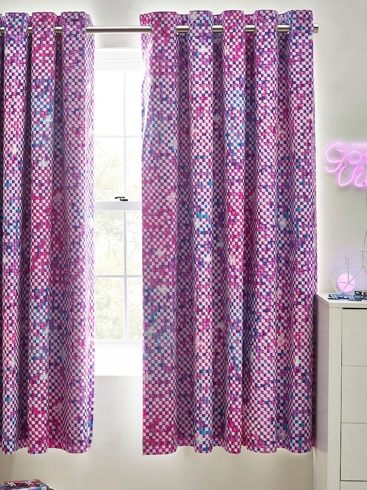 Purple Pixel Ombre Eyelet Blackout Curtains - Image 1 of 4