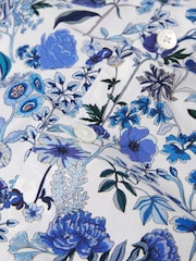 White/Blue Floral Signature Made With Italian Fabric Printed Short Sleeve Shirt - Image 7 of 7