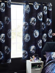 Black Digital Football Eyelet Blackout Curtains - Image 1 of 3