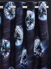 Black Digital Football Eyelet Blackout Curtains - Image 3 of 3