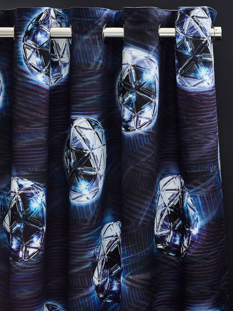 Black Digital Football Eyelet Blackout Curtains - Image 3 of 3