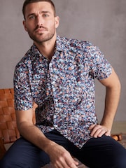 Charcoal Grey Regular Fit Signature Short Sleeve 100% Cotton Shirt - Image 1 of 7