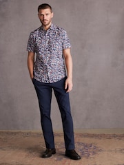 Charcoal Grey Regular Fit Signature Short Sleeve 100% Cotton Shirt - Image 2 of 7
